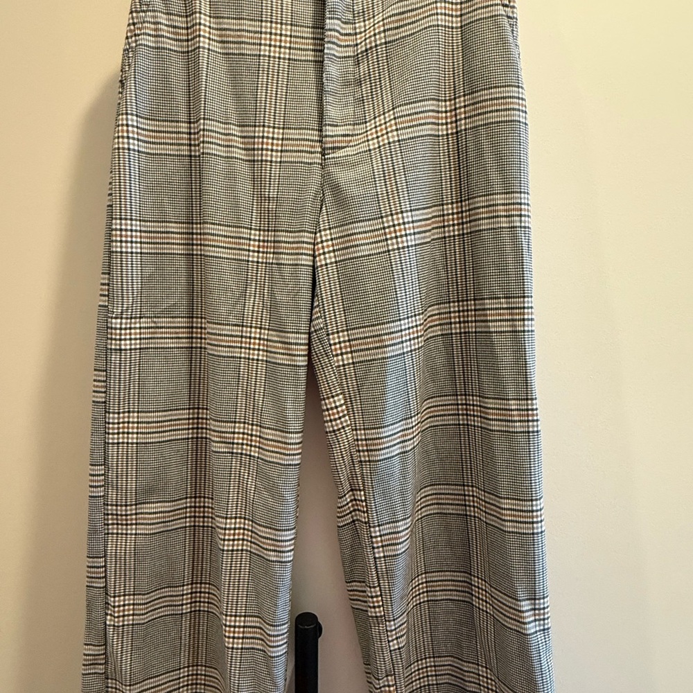 Abercrombie & Fitch Plaid Pants Black White Brown
